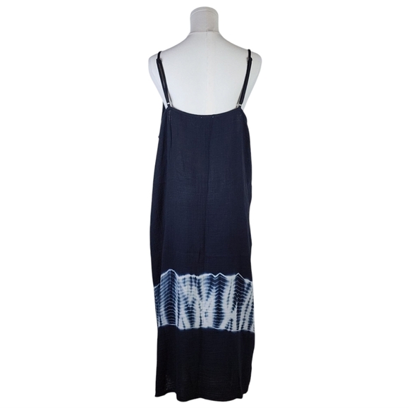 Wonderly 3X NWT Navy Tie-Dye Maxi Dress 100% Cotton Boho Adjustable Straps - Picture 5 of 9